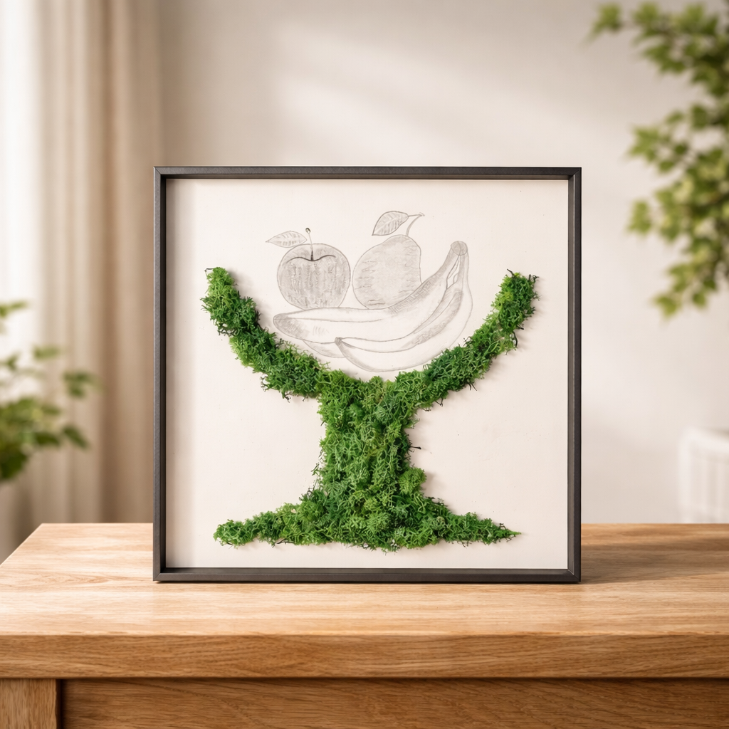 „Lebensenergie“ – Moos & Zeichnung Unikat