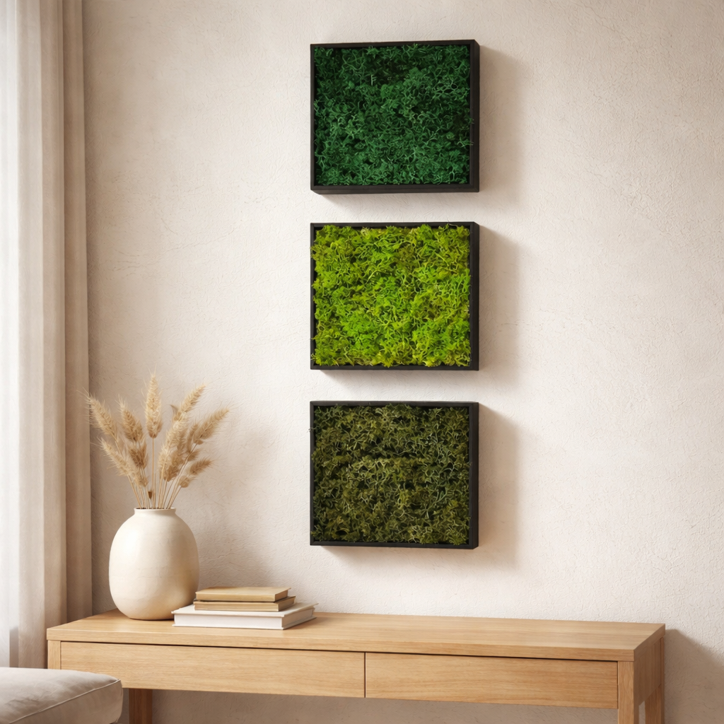 MoosMoment – handgefertigtes Islandmoosbild im Stahlrahmen | Unikat