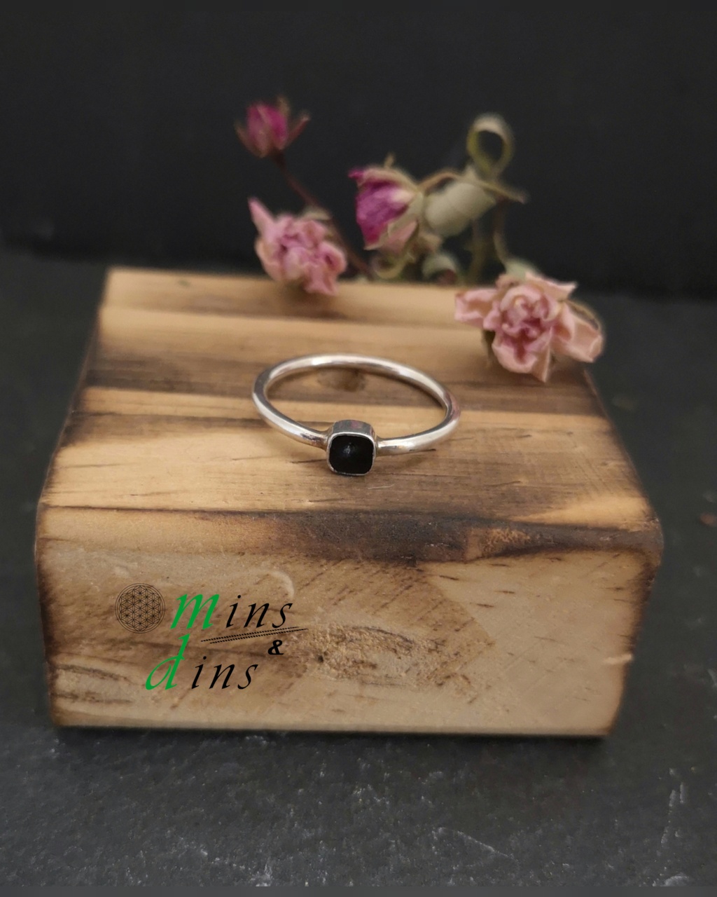beton ring schwarz 925 5x5mm 925 silberring beton mini quadrat handgefertigter beton ring schwarz minimalistischer beton schmuck ring