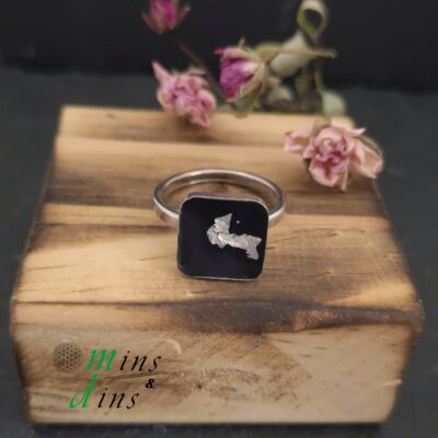 beton ring schwarz 925 10x10mm 925 silberring beton quadrat handgefertigter beton ring schwarz geometrischer beton schmuck ring
