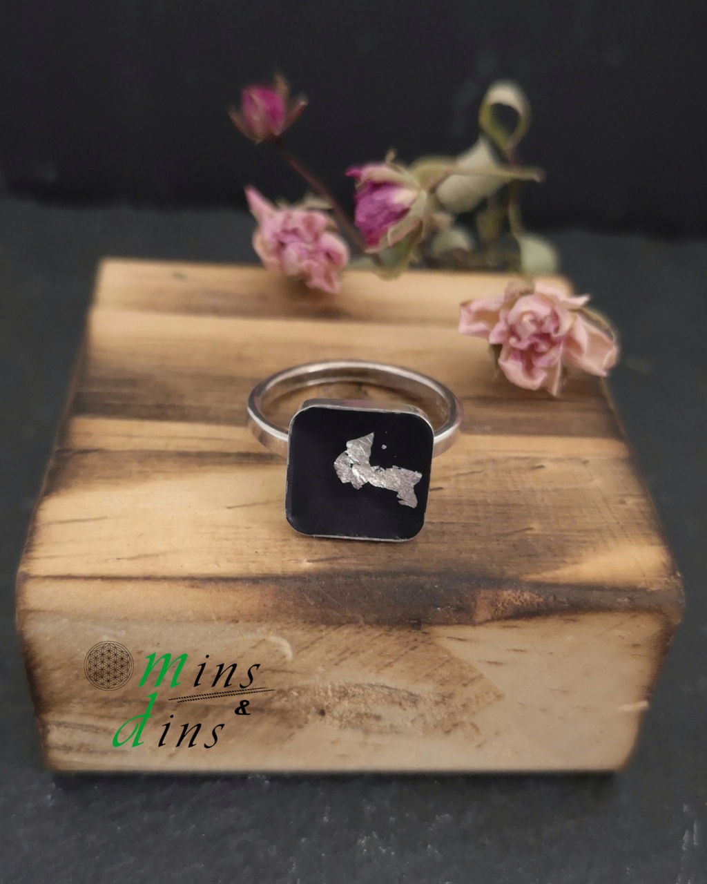 beton ring schwarz 925 10x10mm 925 silberring beton quadrat handgefertigter beton ring schwarz geometrischer beton schmuck ring