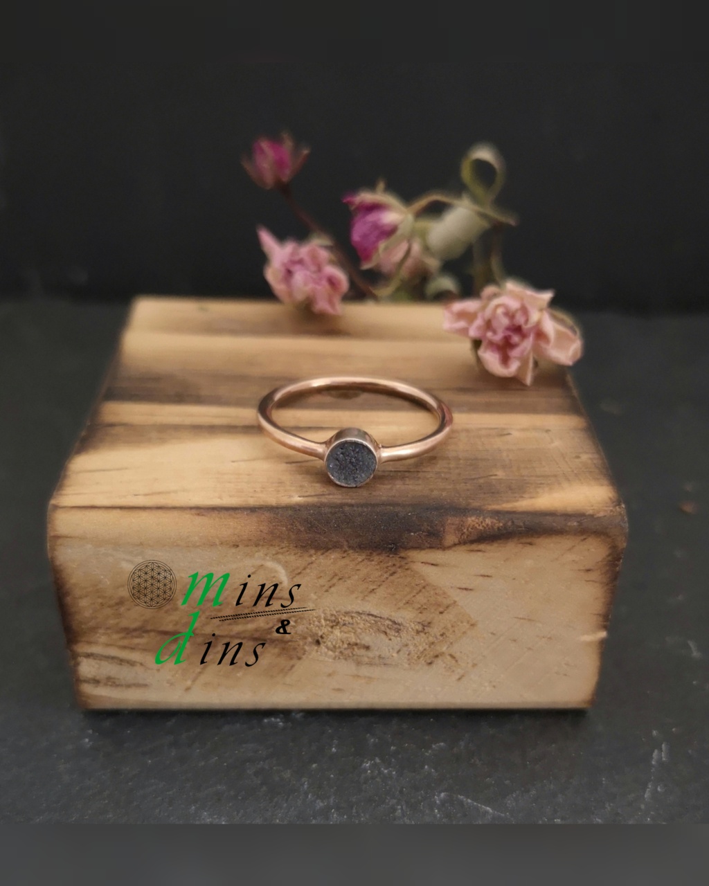 beton ring rosevergoldet 925 3mm 925 silberring beton rosegold mini handgefertigter beton ring rosegold filigraner beton schmuck ring