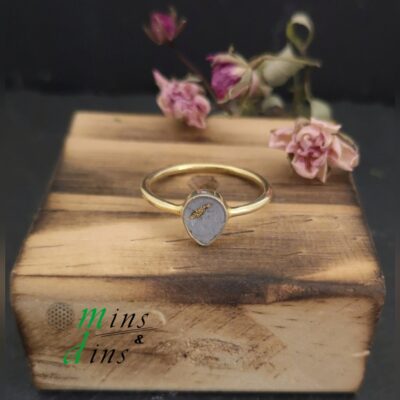 beton ring vergoldet blattgold 925 tropfen 925 silberring gold beton tropfenform handgefertigter beton ring gold eleganter beton schmuck ring