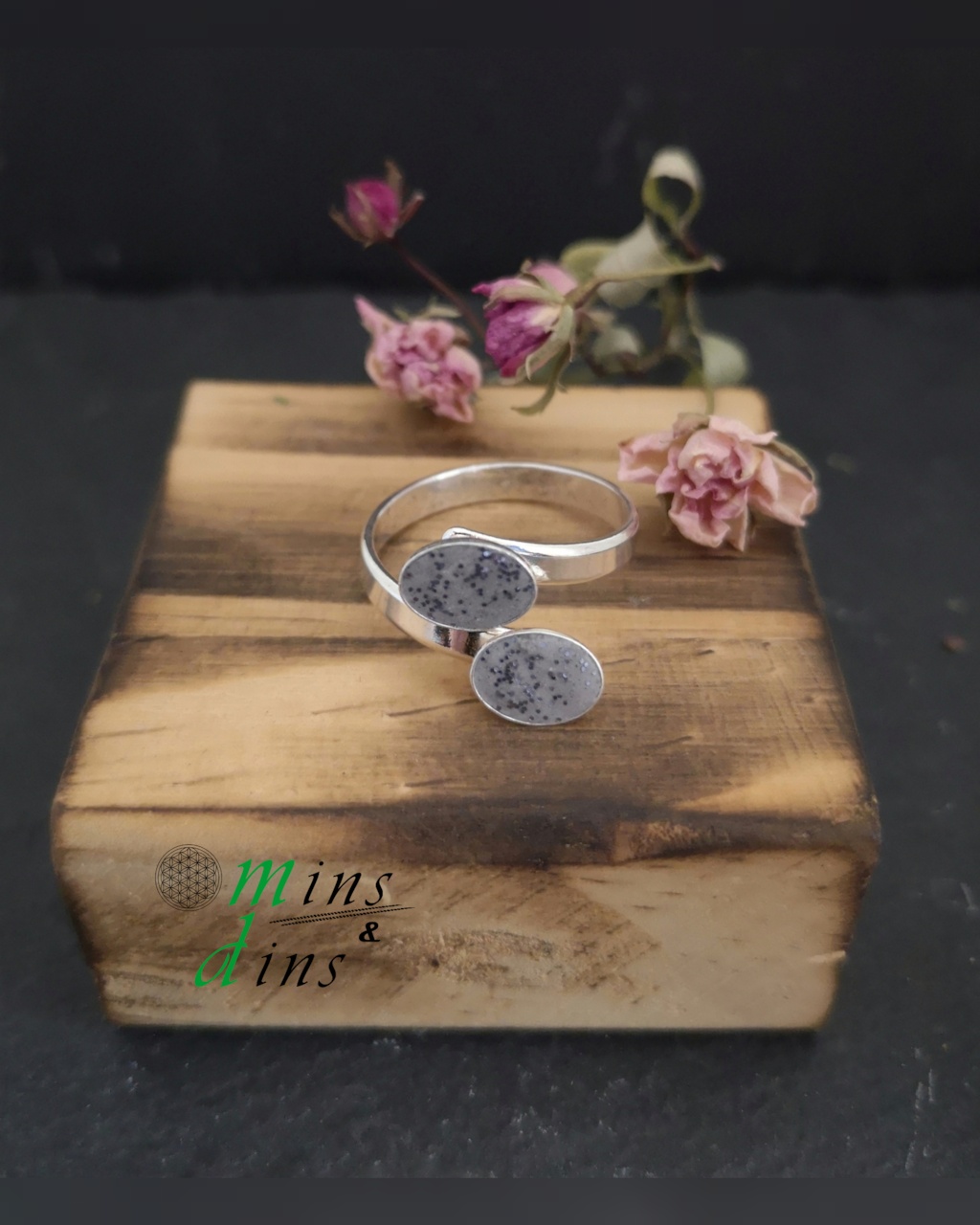 beton ring silberstaub 925 oval verstellbarer silberring beton handgefertigter beton ring silber oval beton schmuck ring