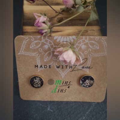 beton ohrstecker rosevergoldet schwarz 10mm 925 silber ohrstecker beton schwarz goldstaub handgefertigter betonschmuck rosegold schwarz minimalistischer schwarz rosegold schmuck