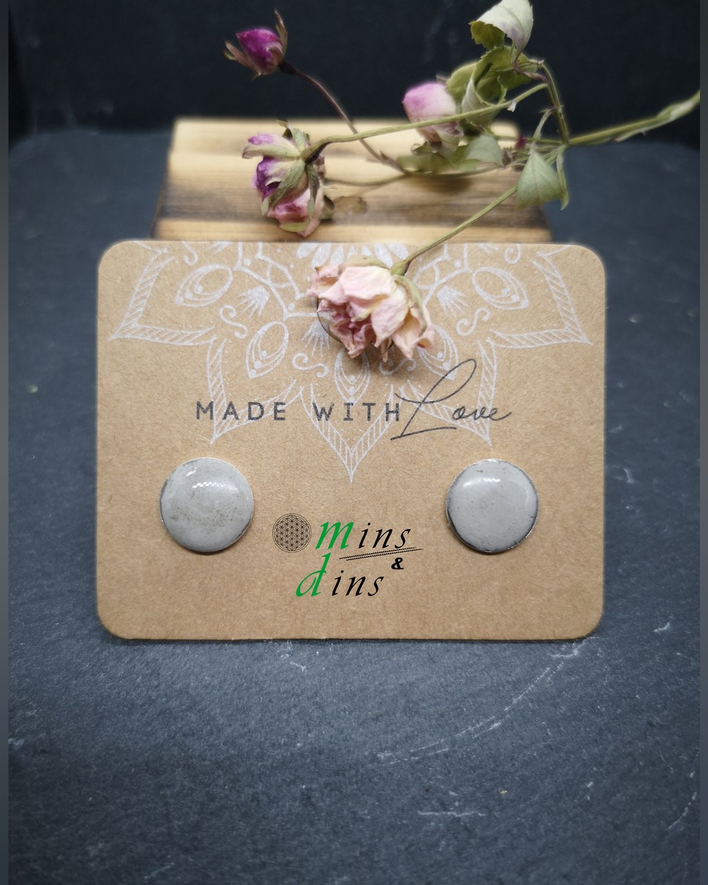 beton ohrstecker silber 10mm 925 silber ohrstecker beton handgefertigter betonschmuck silber minimalistischer beton silber schmuck