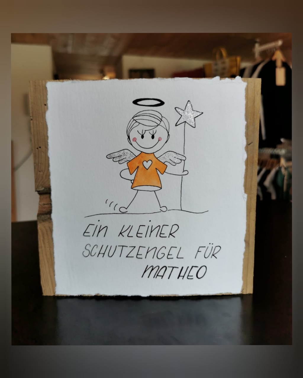 Holztäfele „Schutzengel Junge“